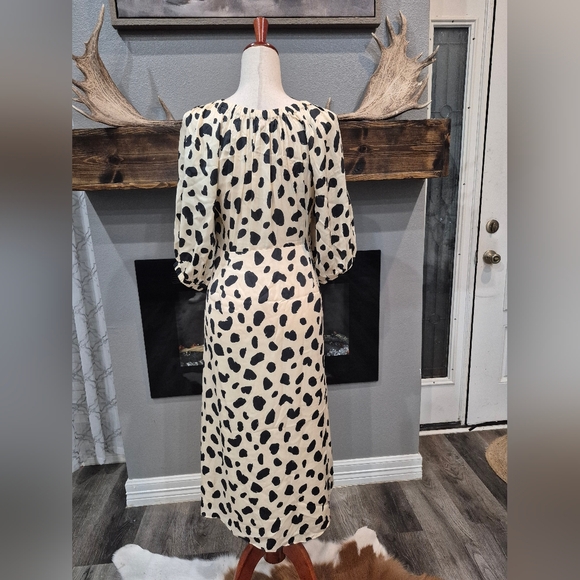 Kitri Midi Dress with Black Spot Print and Scoop Neck Sizs 8, 100% Viscose - Picture 2 of 7